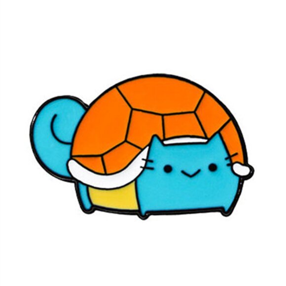 Jewelry - Cute Turtle Cat Enamel Pin – Chubby Animal Hybrid Lapel Pin – Kawaii Cartoon Acc